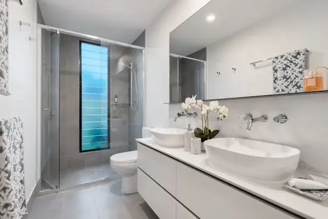 Finished bathroom renovation, as shown in the example ad